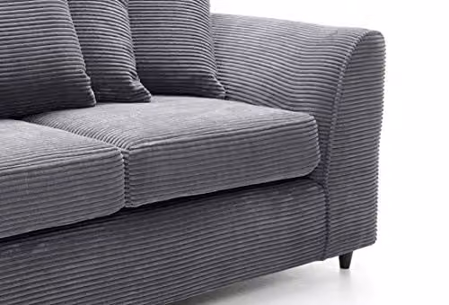 Abakus Direct 3 Seater Jumbo Cord Sofa in Grey, W/D/H: 180 x 89 x 90 cm – 5
