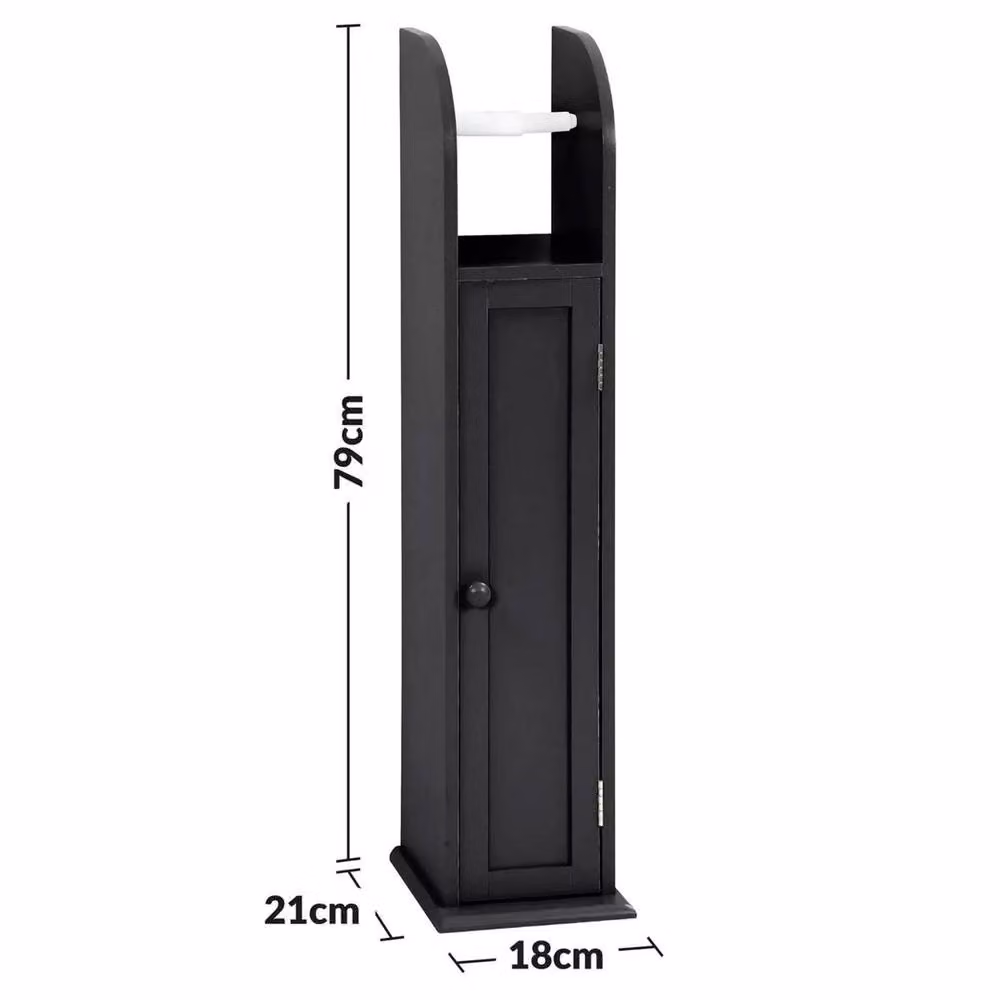 KORVIXA Black Floor Standing Bathroom Toilet Paper Roll Holder with Spare Roll Holder, W/D/H: 50 x 50 x 80 cm – 2