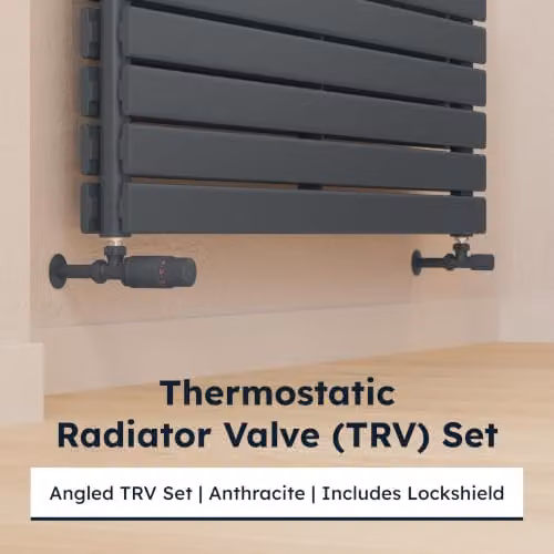 UK Radiators Talus Bold Angled Thermostatic Radiator Valve 1/2" x 15mm in Matt Anthracite Brass – 2
