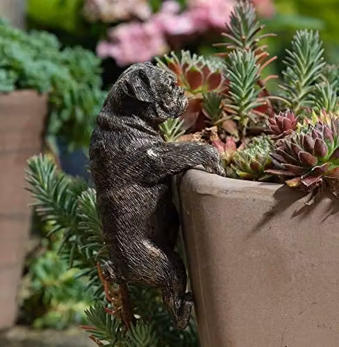 Jardinopia Pug Animal Plant Pot Hanger, Bronze, W: 4.5 cm, D: 10.5 cm, H: 6 cm – 1