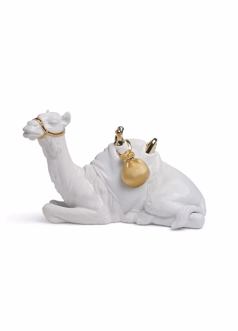 Lladró Camel Nativity Porcelain Figurine in Gold and White