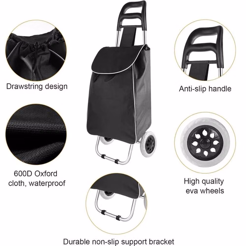 KORVIXA Lightweight Folding Shopping Trolley in Black – 3