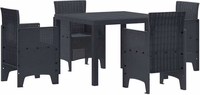 Berkfield Home 5 Piece Anthracite Poly Rattan Garden Dining Set in Dark Grey