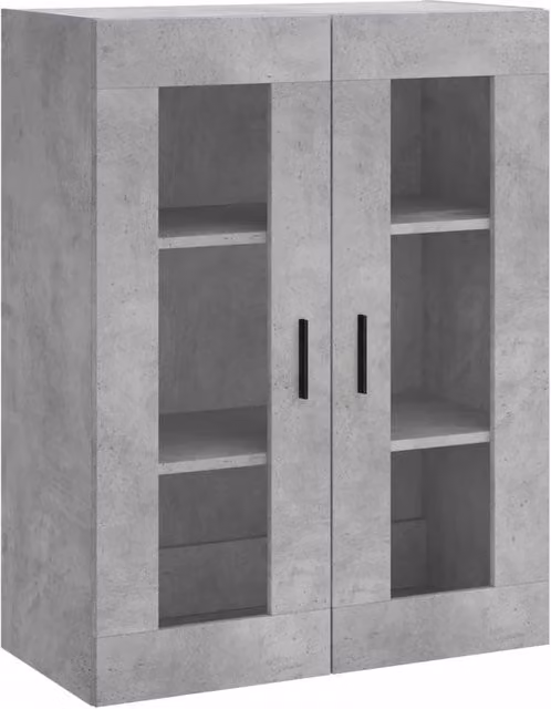 Berkfield Home Wall Mounted Cabinet in Concrete Grey with Glass Doors, W: 69.5 cm, D: 34 cm, H: 90 cm – 1