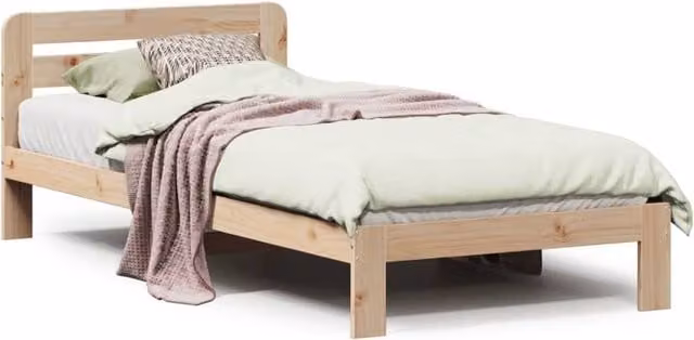 Berkfield Home Solid Wood Pine Bed Frame in Light Brown, W/D/H: 90 x 200 cm