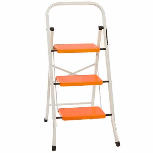 TUFFMATE 3 Step Folding Steel Step Ladder in Orange