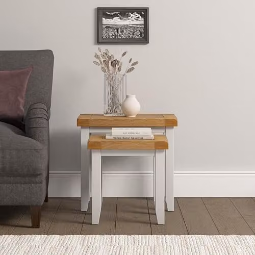 Seconique Windsor Nest of 2 Tables in Ivory and Oak – 1