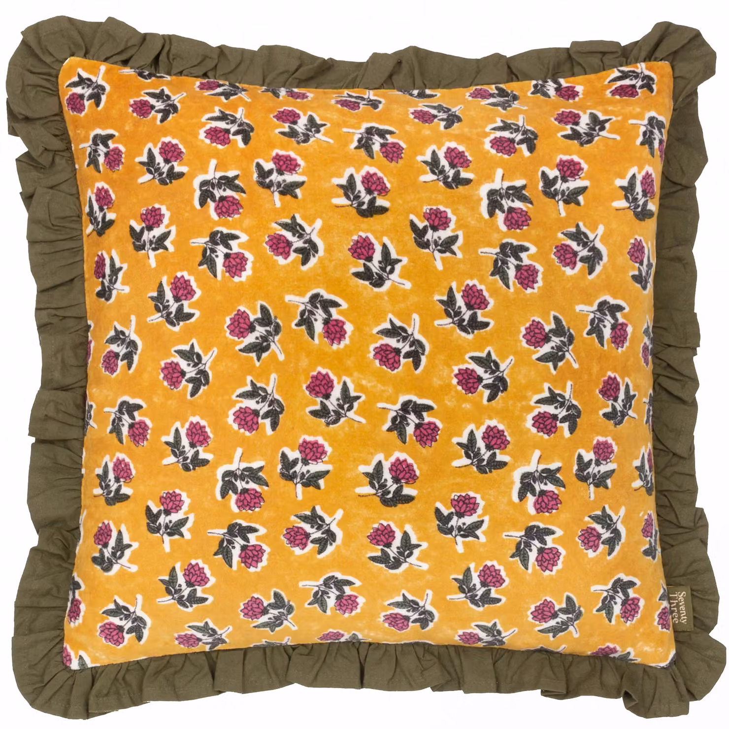 Paoletti Kemble Floral Square Cotton Cushion in Green and Gold, W/D/H: 45 x 45 x 45 cm – 2