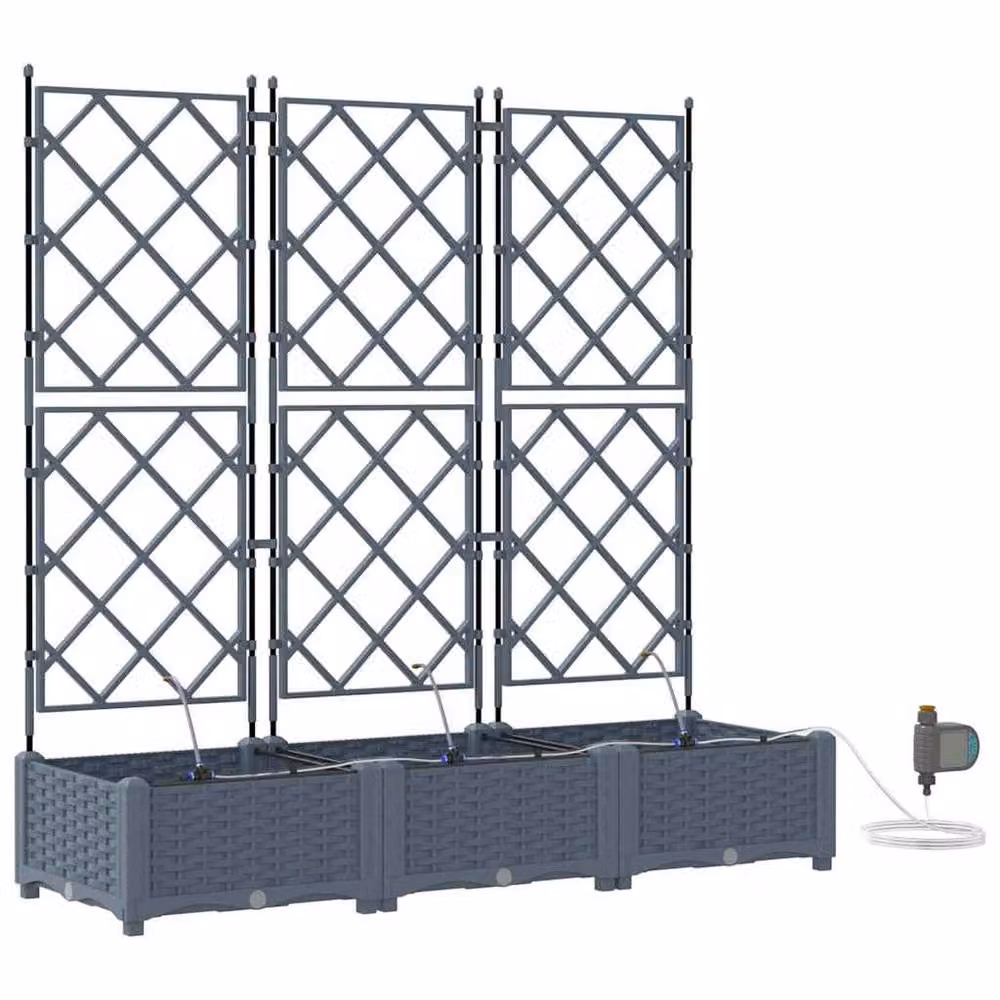 Berkfield 3-Piece Garden Planter Set with Water Irrigation System in Grey – 2