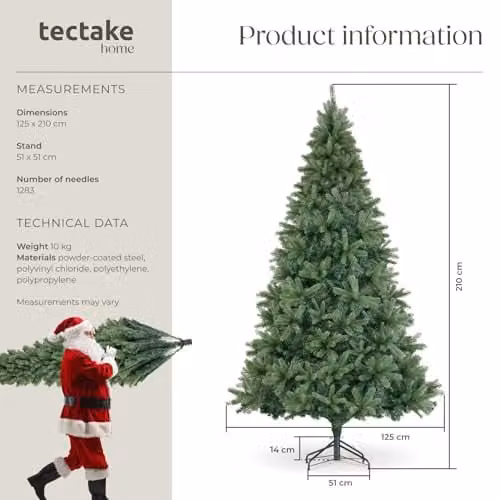 tectake Prancer Artificial Christmas Tree in Green, Height: 210 cm – 6