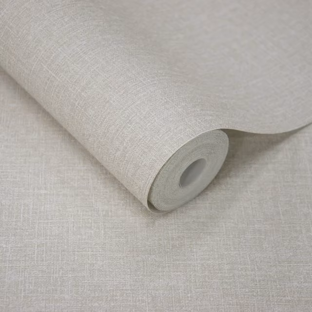 Grandeco Cirrus Linen Plain Beige Scrubbable Textile Wallpaper Roll