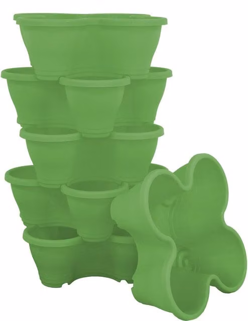 Simpa 6-Piece Quad-Pot Stackable Modular Planter Set in Green