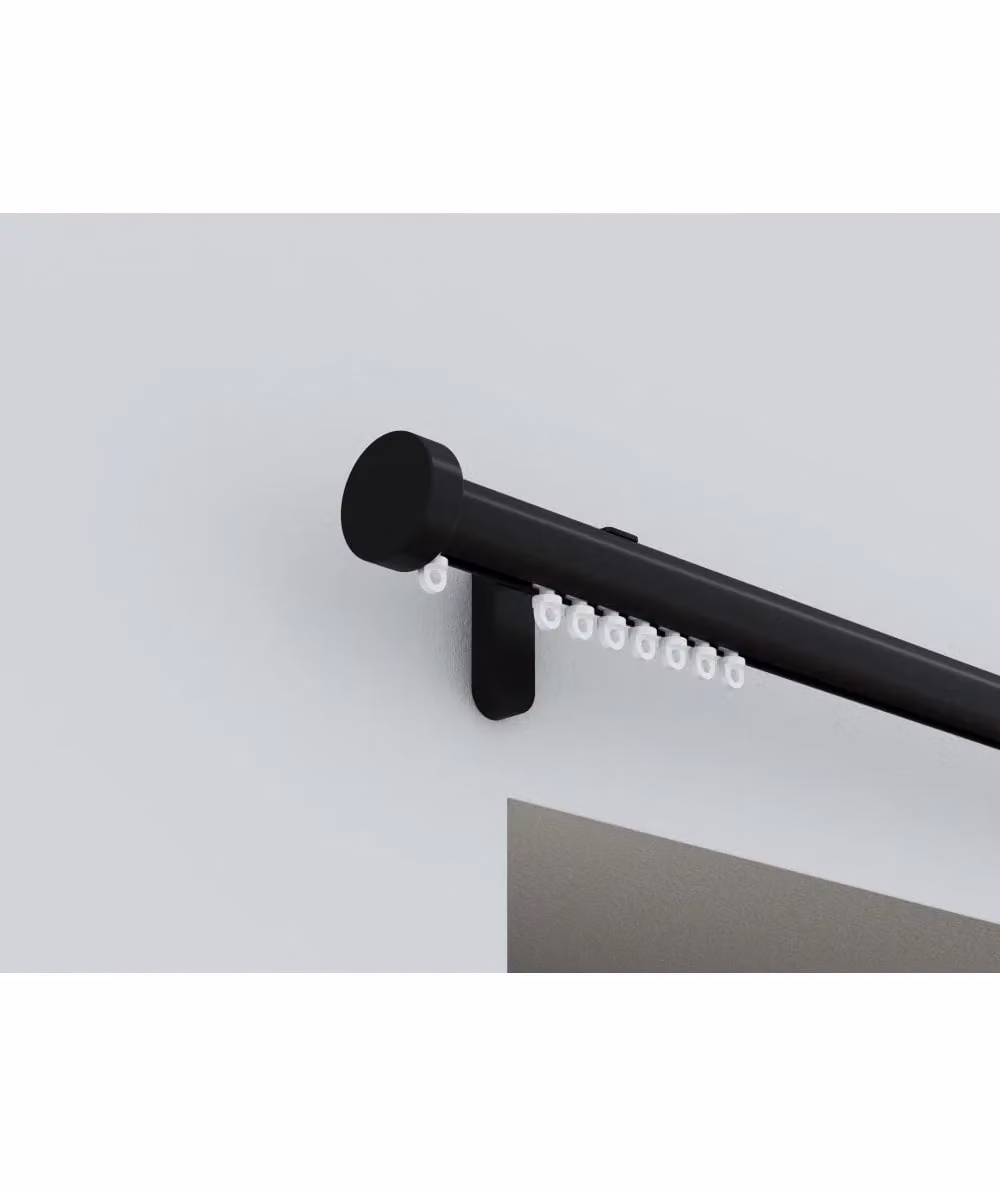 New Edge Blinds 28mm Styleline Gliding Curtain Pole Set with Stud End in Black – 2