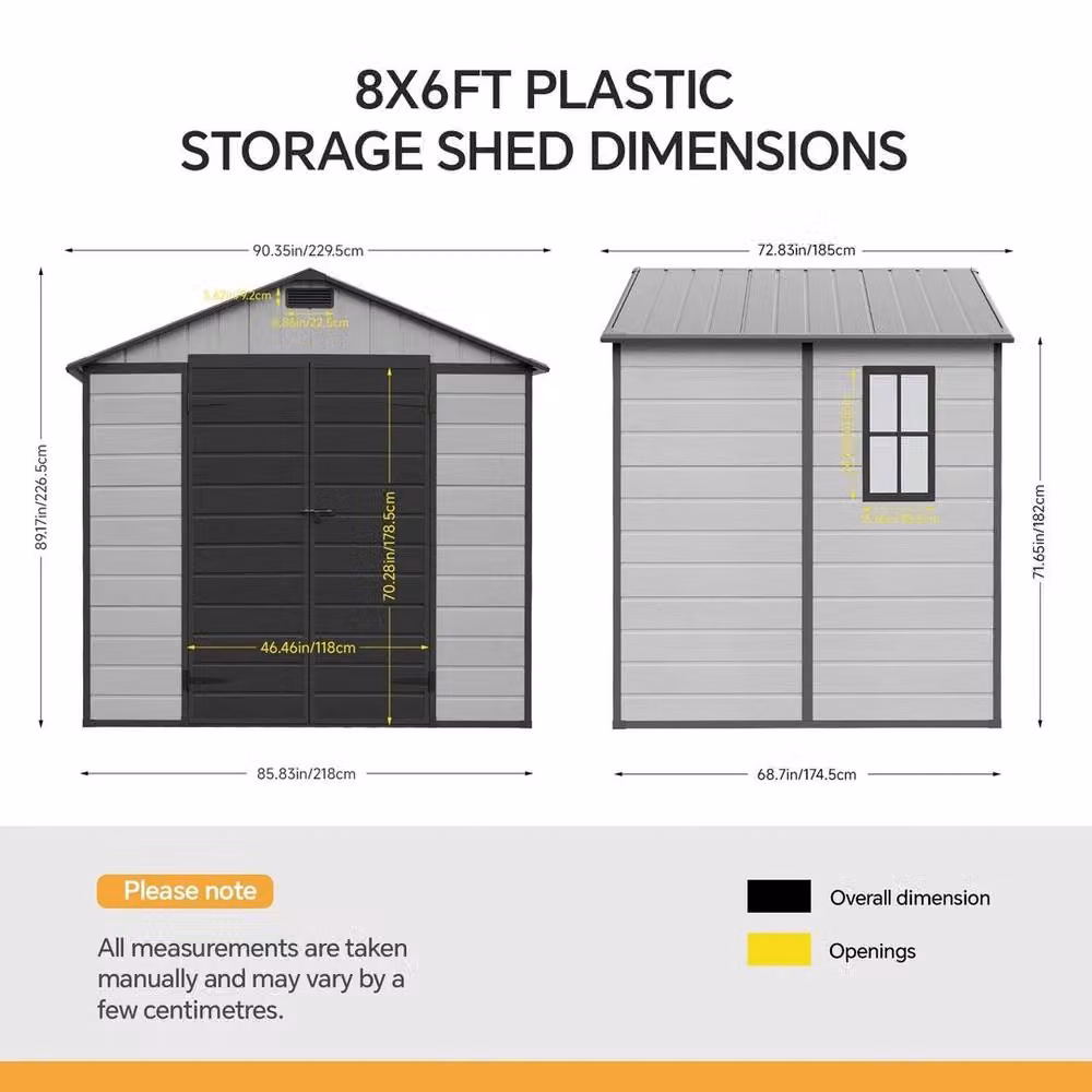 FORGEVIO Grey Plastic Garden Shed with Gable Roof – 2
