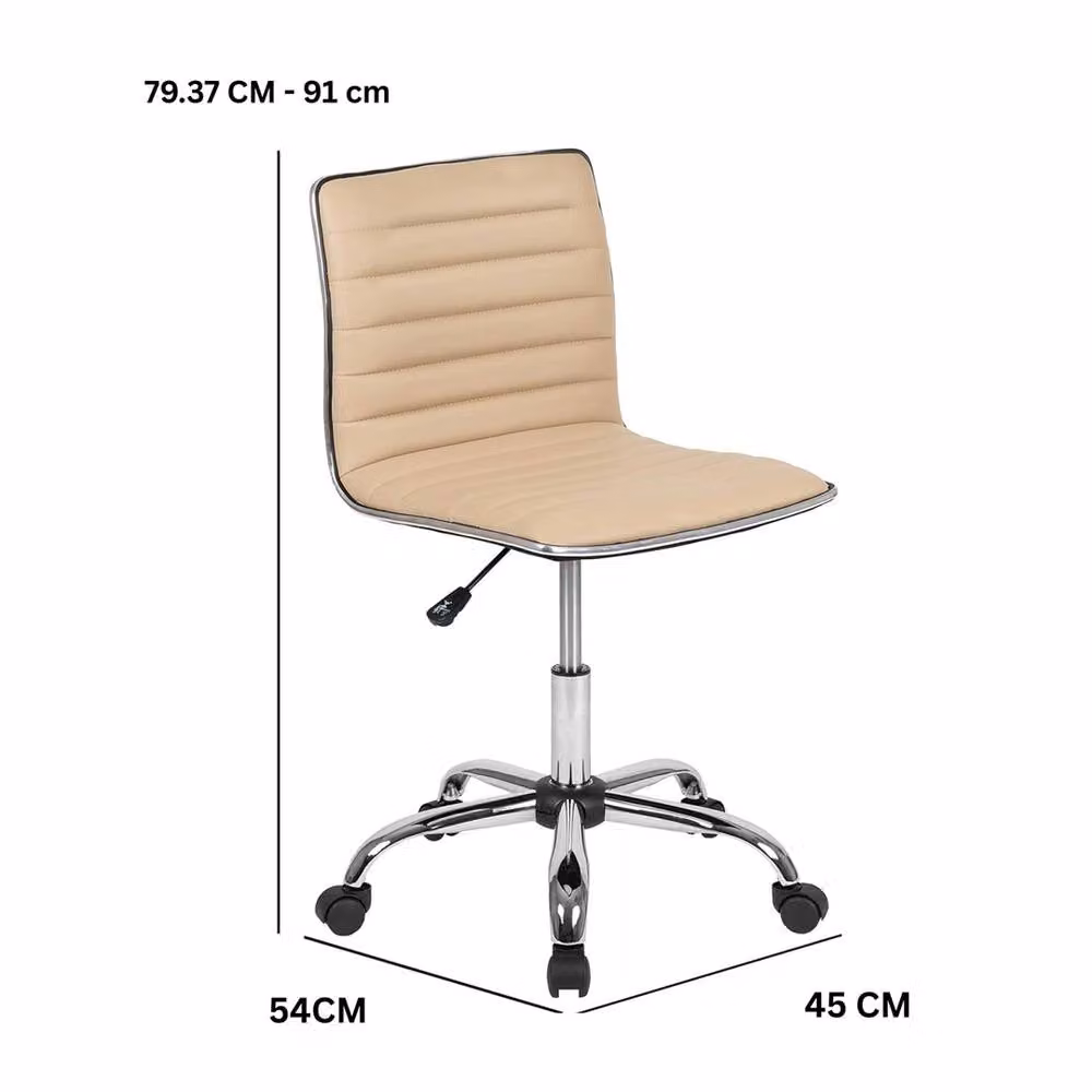 FORGEVIO Modern Task Chair in Tan Synthetic Leather with Adjustable Height and Swivel Function – 2