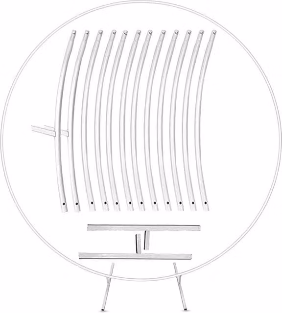 Neel Blue Round Metal Balloon Arch Frame with Floor Base, White, Height: 200 cm