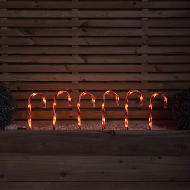 Samuel Alexander Set of 6 Red and White Stripe Light Up Candy Cane Christmas Path Lights – 1