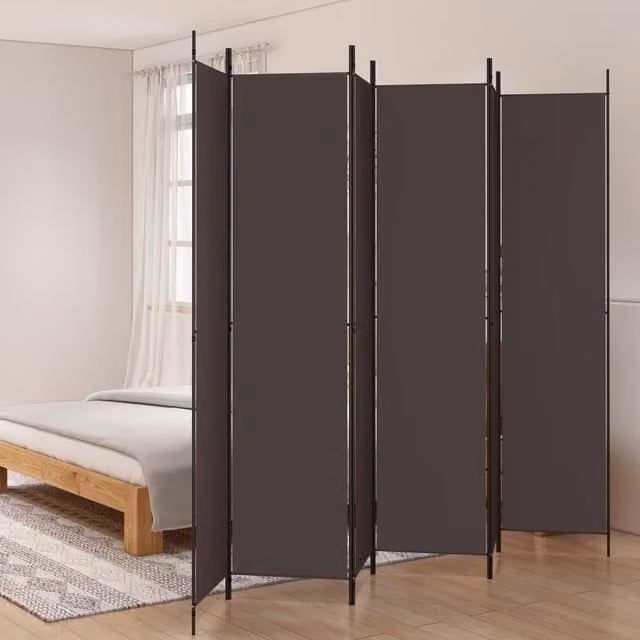Berkfield Home 6-Panel Brown Fabric Room Divider, Height: 220 cm – 1