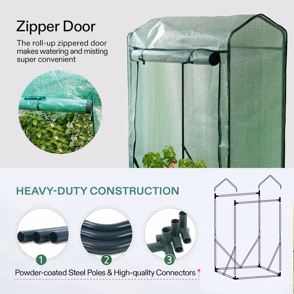 Kelvenix Weatherproof 4-Tier Steel Greenhouse in Green, H x W x D: 160 x 59 x 39 cm – 4