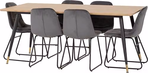 Seconique Hamilton Dining Set with 6 Lukas Grey Chairs, W: 180 cm – 3