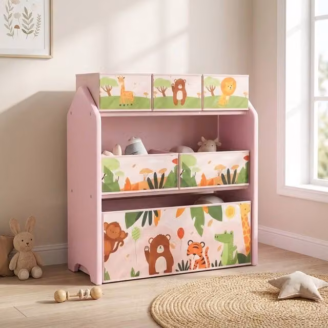 STILVORA Toy Storage Unit with 6 Removable Boxes in Pink