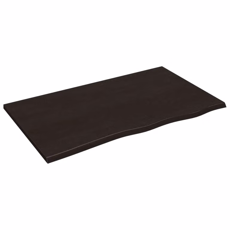 Berkfield Home Bathroom Countertop in Dark Brown Treated Solid Wood with Grey Finish, W: 100 cm, D: 60 cm, H: 2 cm