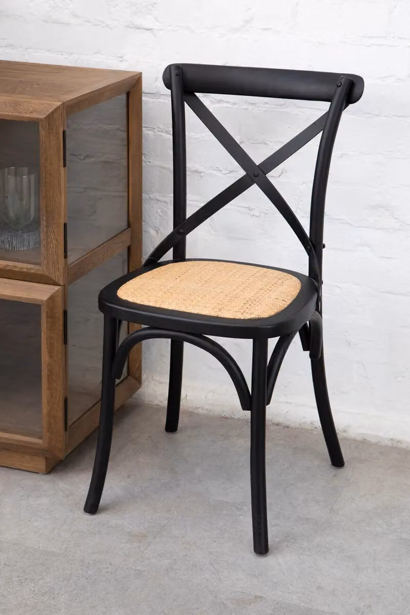 Orsina Modern Black Oak Wood and Rattan Dining Chair – 7