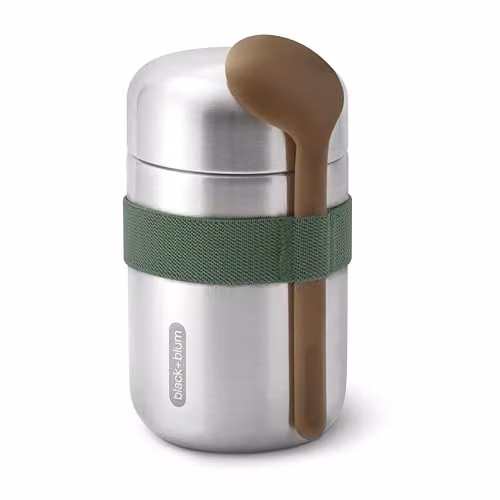 Black + Blum Leakproof Insulated Food Flask, 400ml, Silver and Green – 1