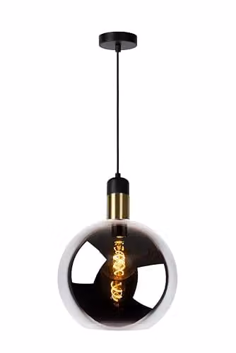 Lucide Julius Dimmable Adjustable Height Vintage Pendant Light in Grey, Diameter: 28 cm