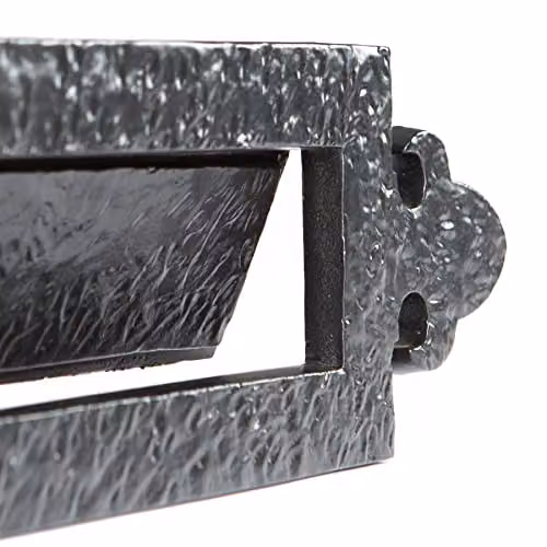 Hammer and Tongs Fleur De Lis Iron Letter Plate, Matt Black, Pack of 2, W: 34.5 cm, H: 10.5 cm – 3
