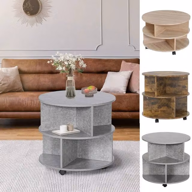 HOMCOM Round 3-Tier Serving Trolley with Storage Shelves and Castors in Grey