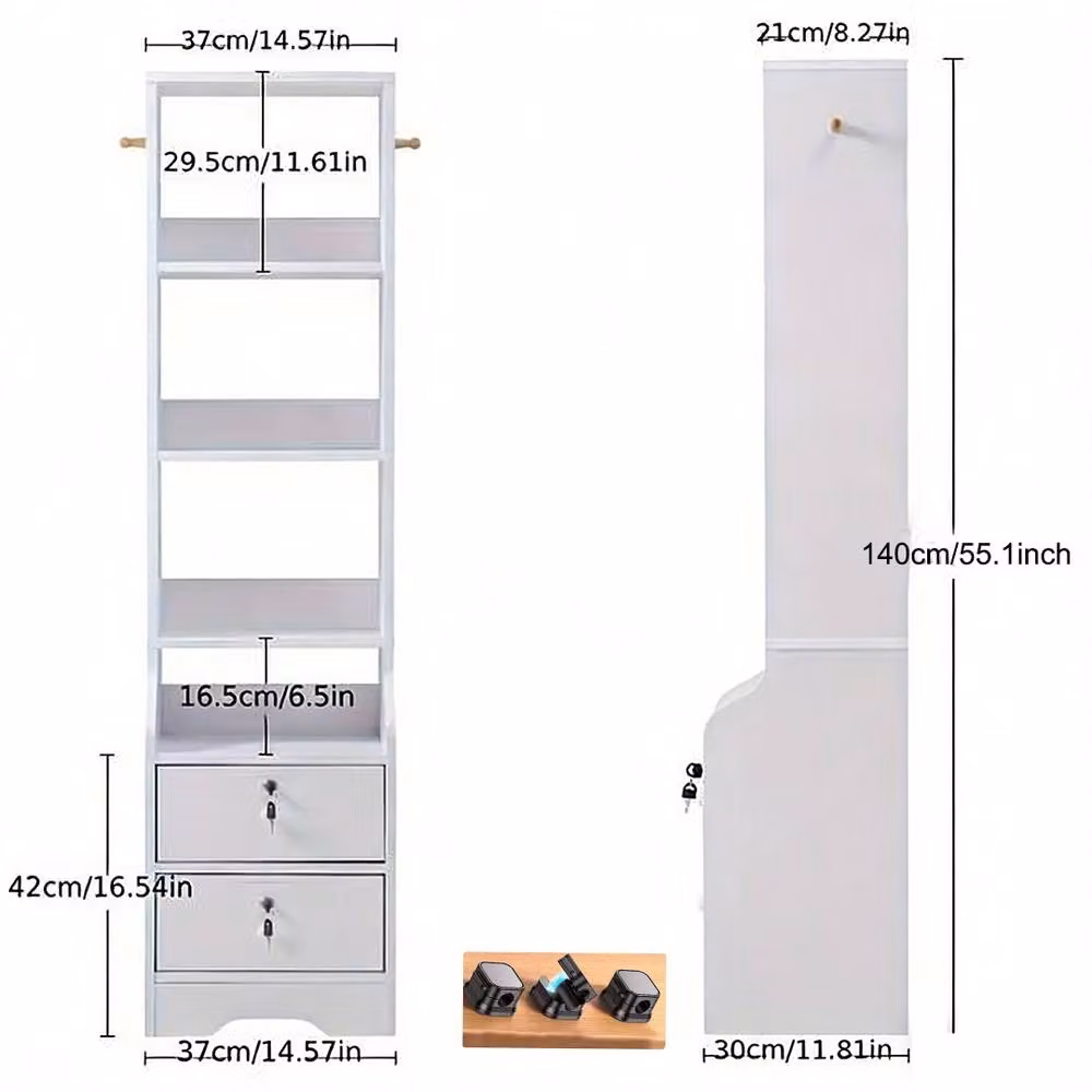 Ventryn Bedside Cabinet with 4 Open Shelves in White – 2