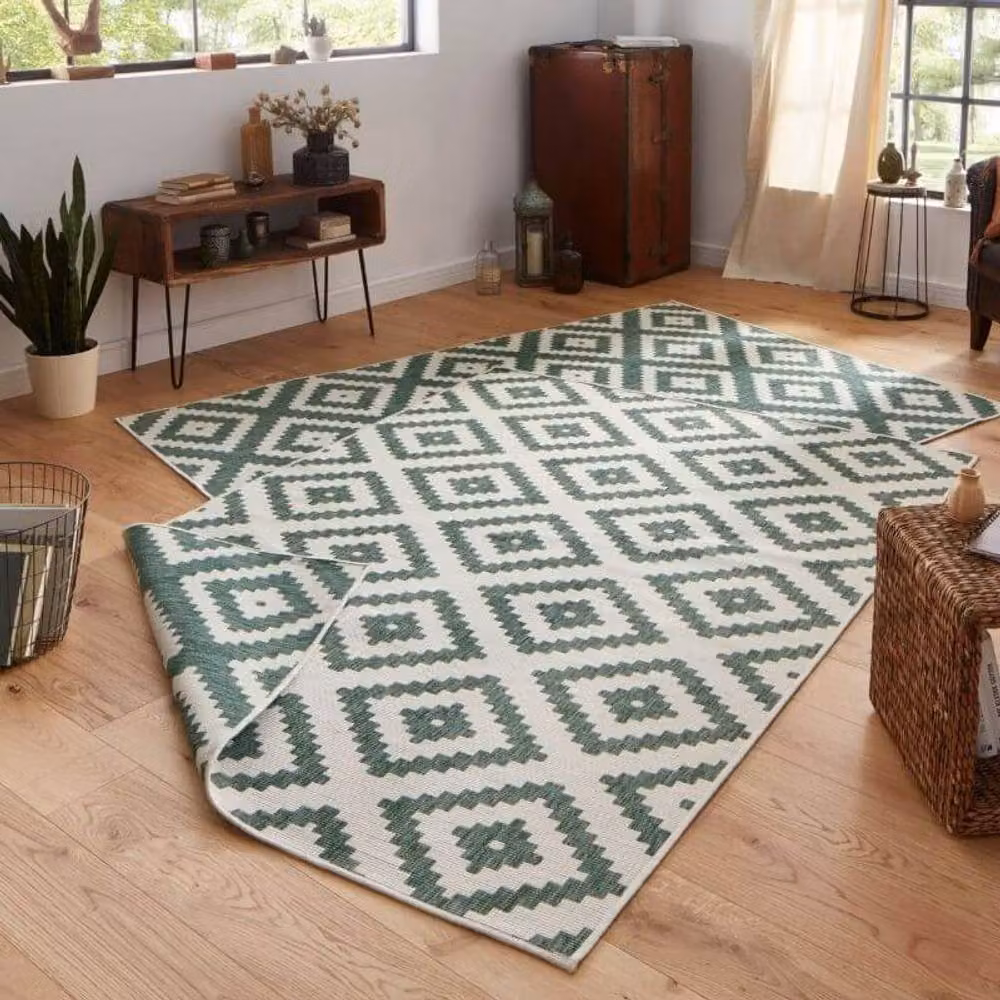 THE RUGS Malta Reversible Indoor Outdoor Flatweave Polypropylene Rug in Green, W: 160 cm, L: 230 cm – 3