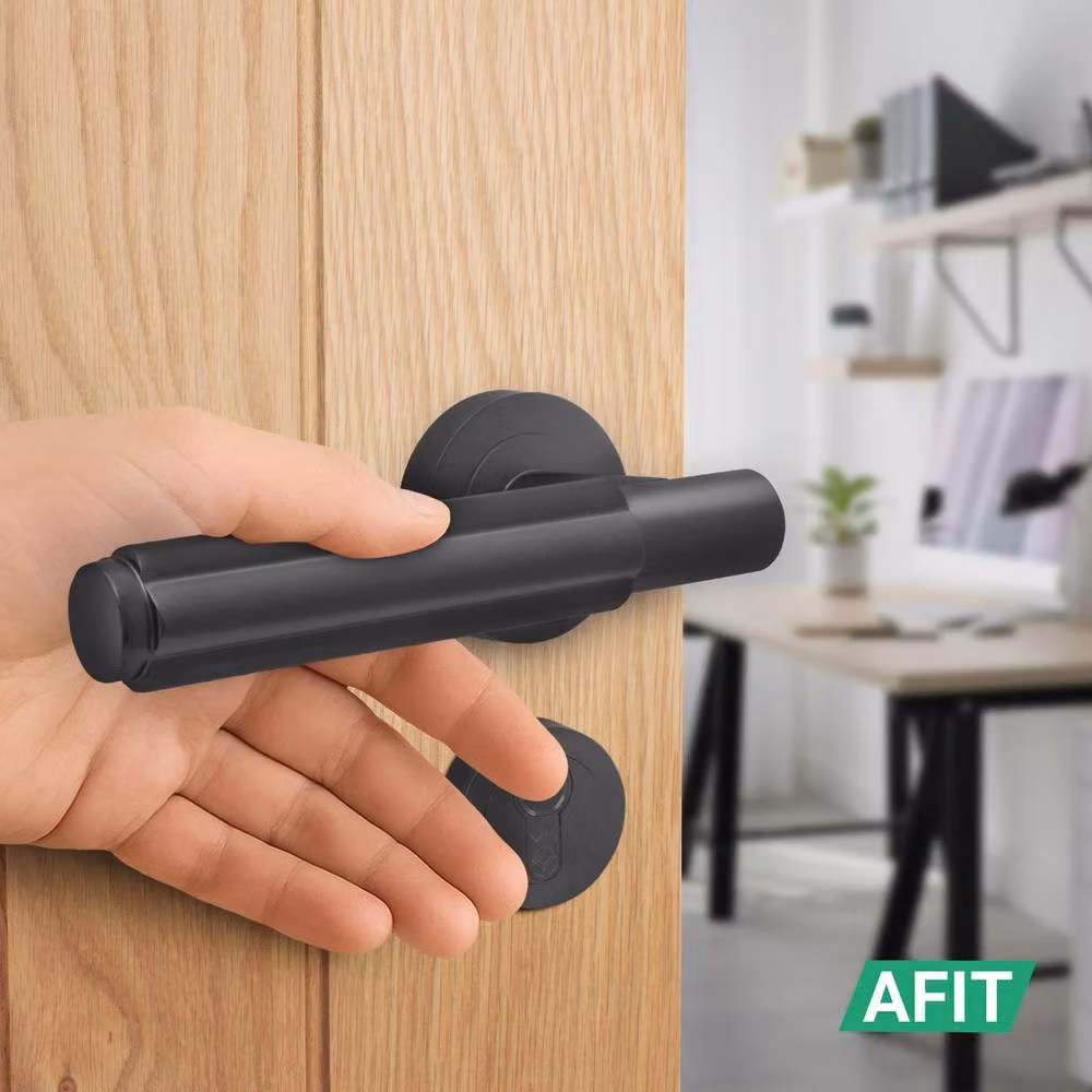 AFIT Black Aluminium Fire Door Handle Set with Euro Lock, Thumbturn Cylinder and Hinges – 5
