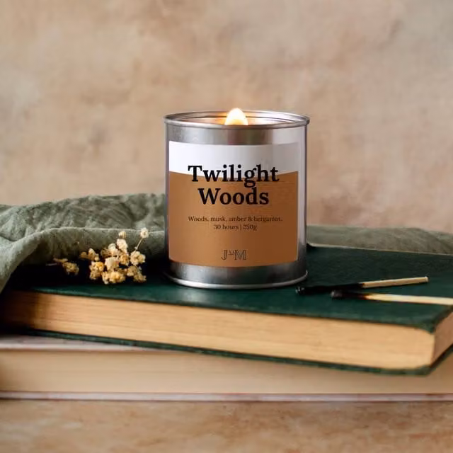JAAM Twilight Woods Wood Wick Tabletop Candle in Silver – 1