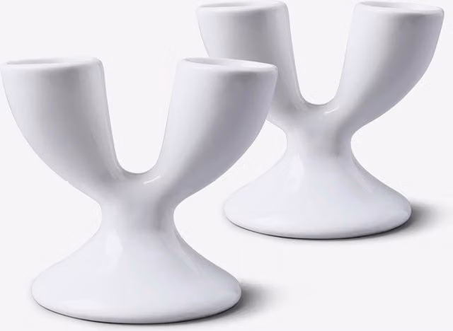 Wm Bartleet & Sons Porcelain Double Egg Cup Set of 2, White – 1