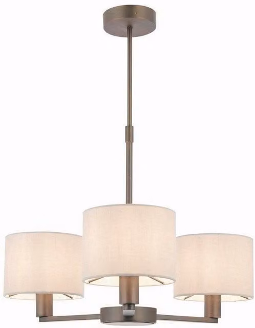Netlighting Daley Multi Arm Pendant Light in Antique Bronze and Brown Marble with Fabric – 1