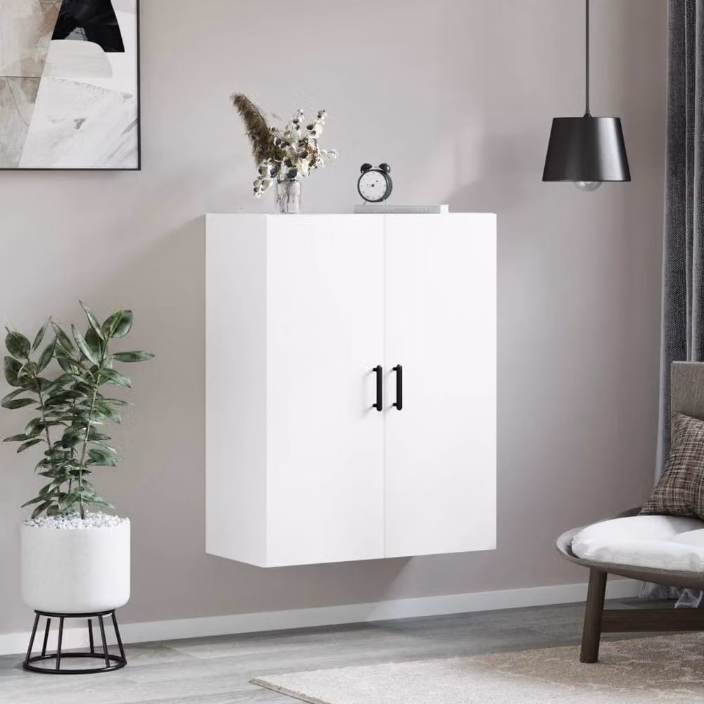 Berkfield Home White Wall Mounted Cabinet with Hinged Doors W/D/H: 69.5 x 34 x 90 cm – 3