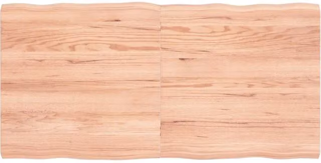 Berkfield Home Light Brown Live Edge Solid Oak Table Top, W: 120 cm, D: 60 cm, H: 2-4 cm