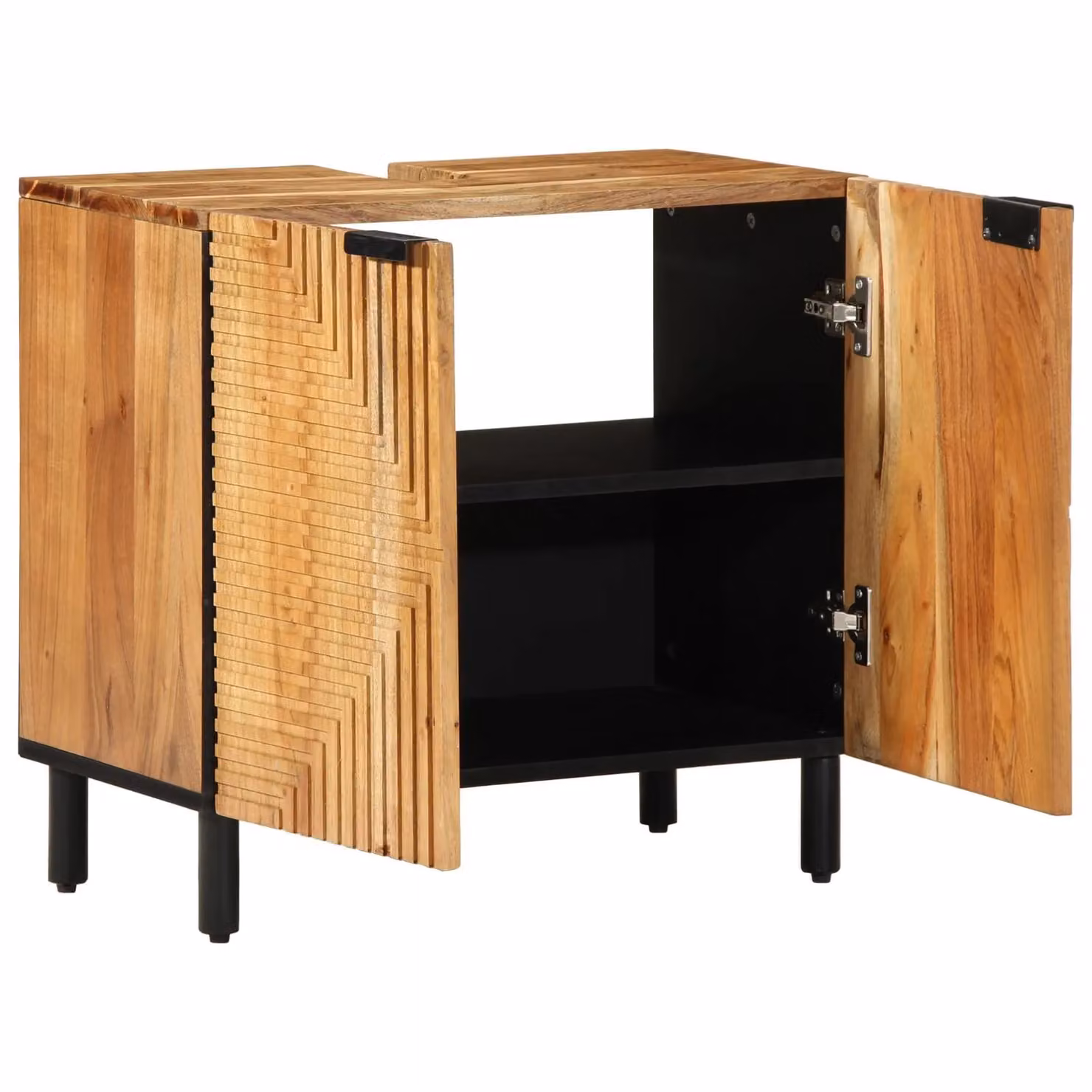 Berkfield Home Modern Bathroom Sink Cabinet in Brown Solid Acacia Wood W/D/H: 62 x 33 x 58 cm – 2