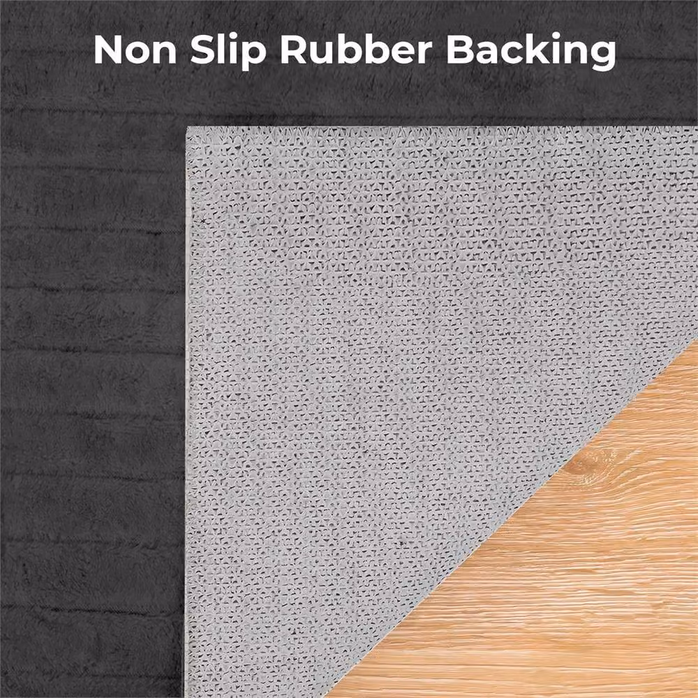 Nordara Grey Plush Velvet Shaggy Area Rug, W: 120 cm, D: 100 cm, H: 160 cm – 3