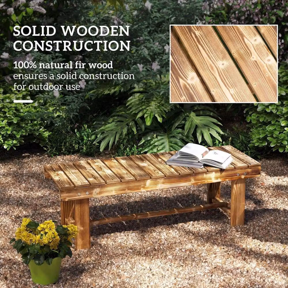 NESTLUNE Brown Treated Hardwood Outdoor Garden Bench Patio Loveseat – 6