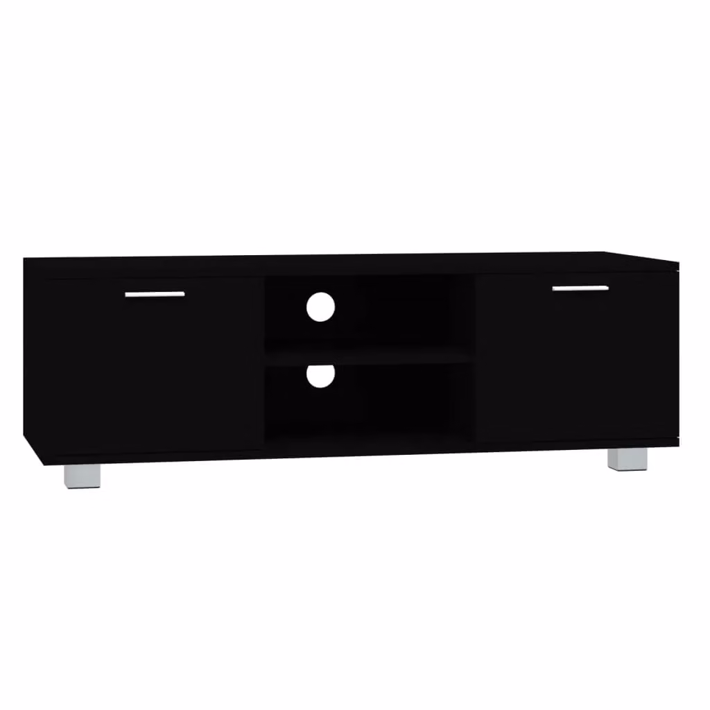 Berkfield Home Modern Black TV Cabinet with Media Compartments and Grommet, W/D/H: 120 x 40.5 x 35 cm – 2