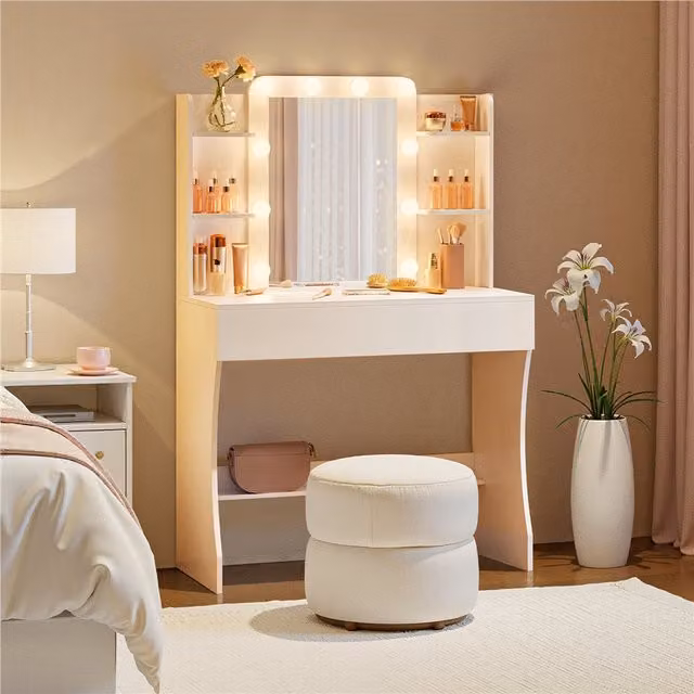 Yaheetech Hollywood LED Dressing Table Vanity Desk with Mirror in White
