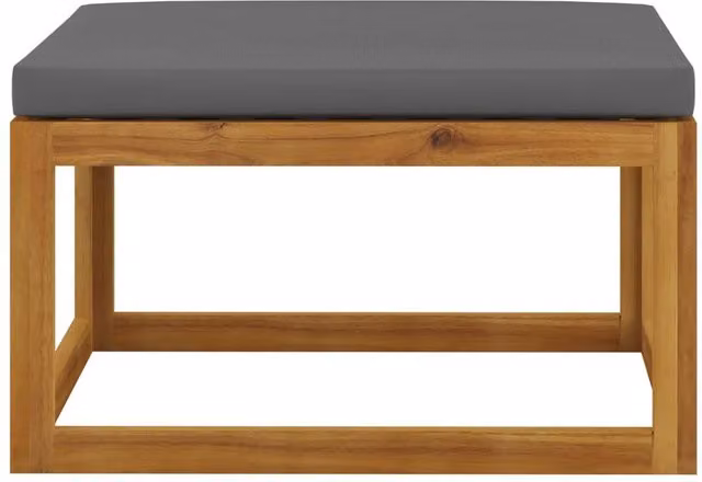Berkfield Home Beautiful Acacia Wood Garden Footrest with Grey Fabric Cushion, W/D/H: 68 x 29 x 29 cm – 1