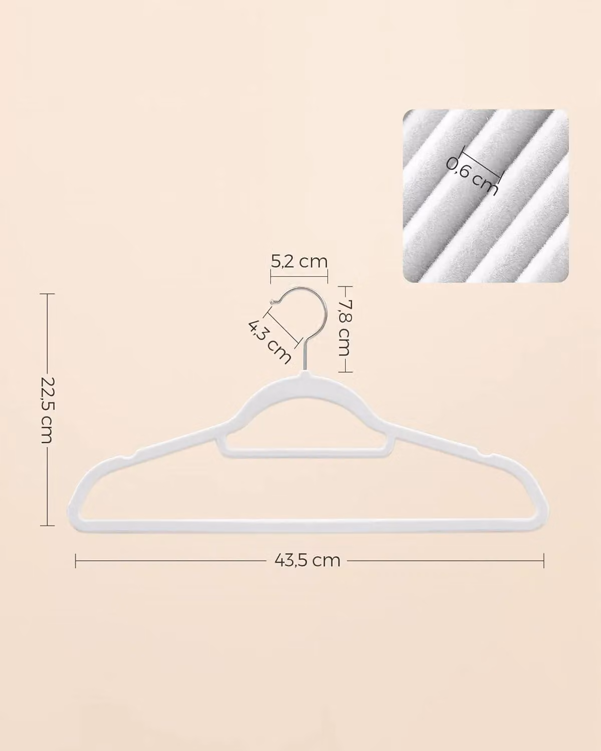 SONGMICS Set of 20 Non-Slip Plastic Clothes Hangers with Tie Bar and Swivel Hook in White – 2