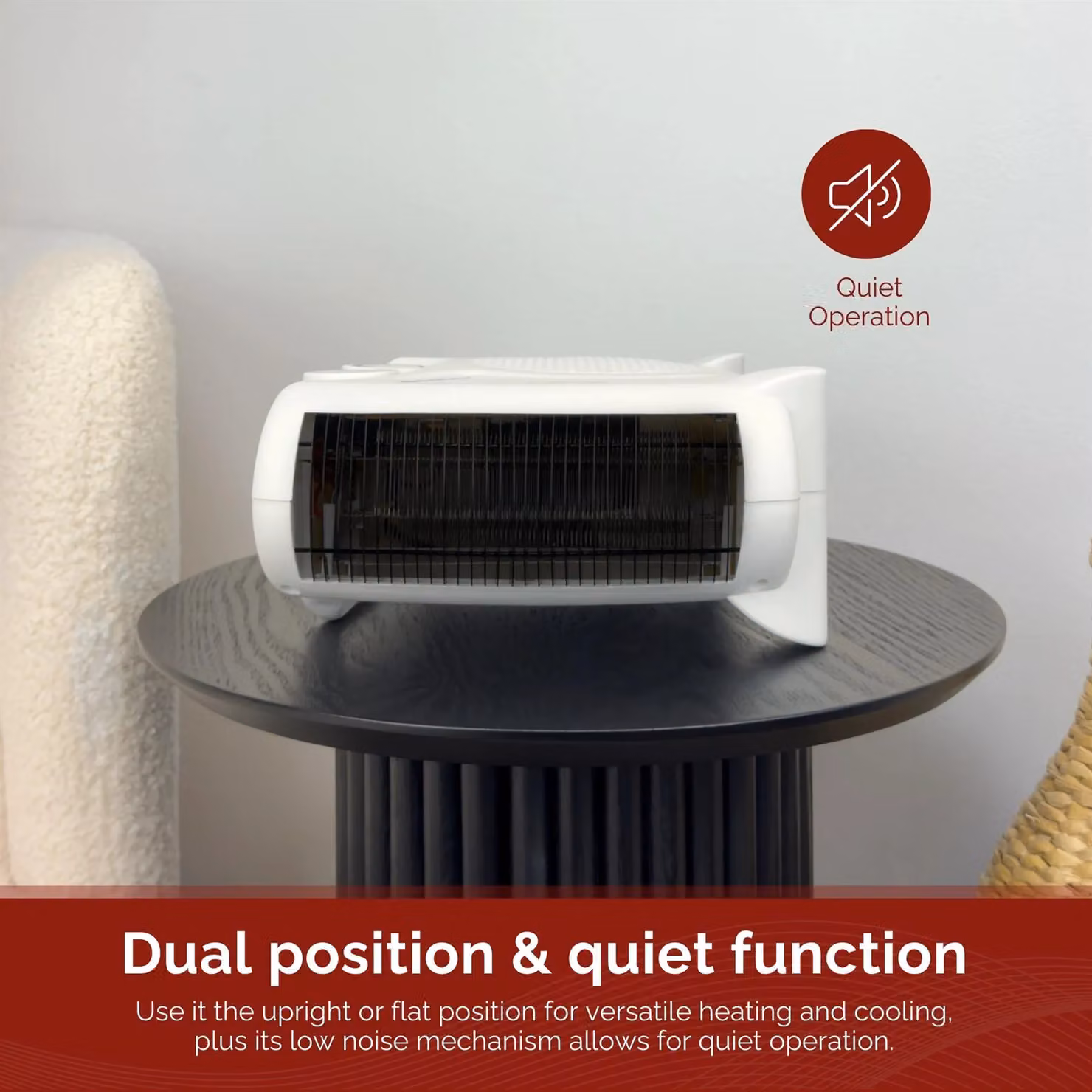 Rediffusion Portable Dual Position Fan Heater, 2000W, White – 4