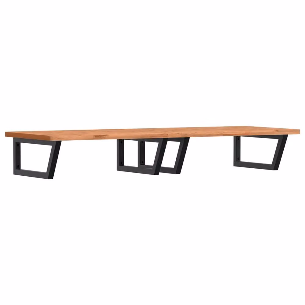 Berkfield Home Elegant Wall Mounted Basin Shelf in Brown Beech Wood and Black Steel – 1