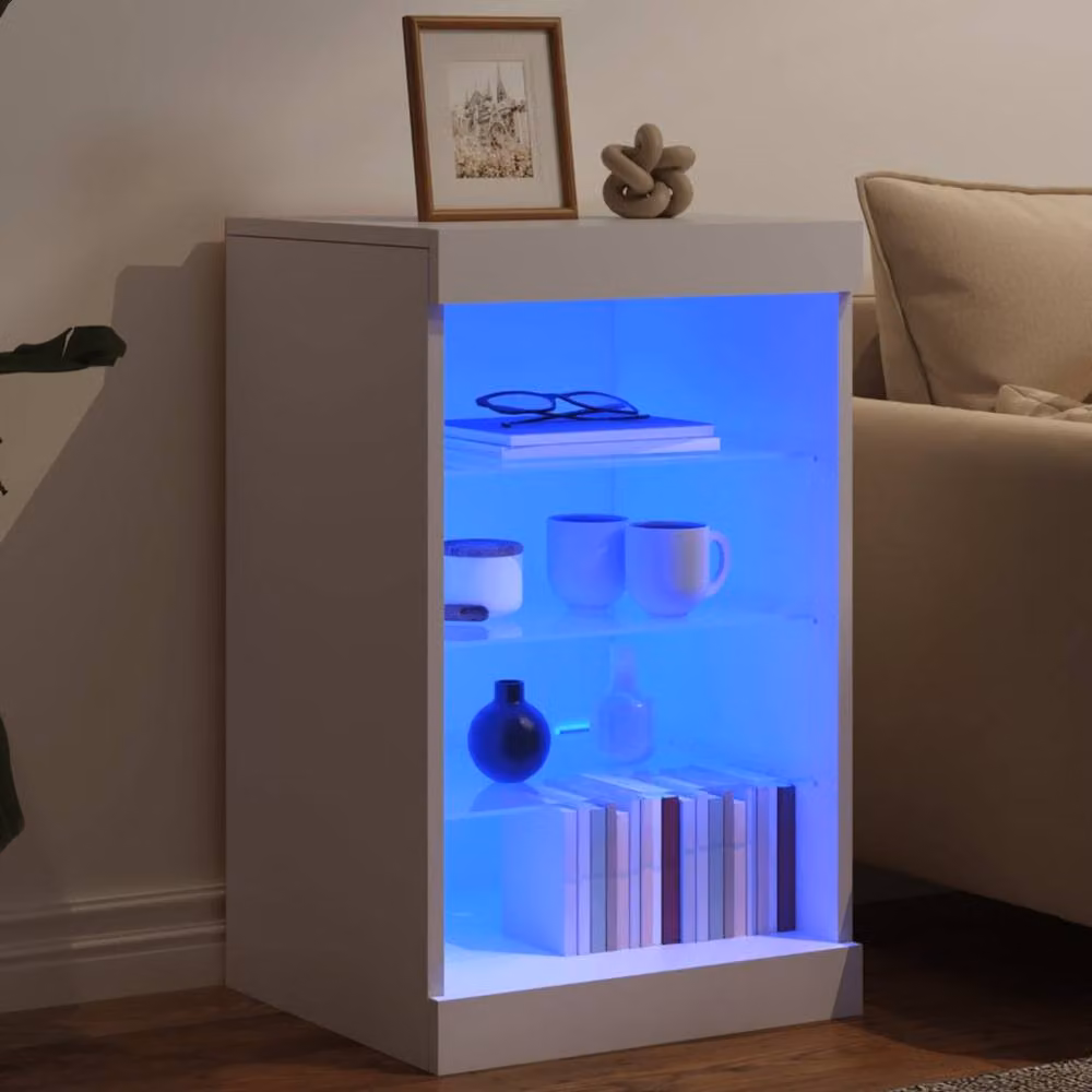 Berkfield Home Modern White Sideboard with Integrated LED Lighting W/D/H: 41 x 37 x 67 cm – 3