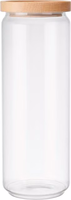 KitchenCraft Airtight Glass Storage Jar with Solid Wood Lid, Transparent